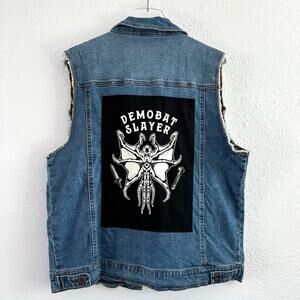 Stranger Things Denim Vest Men Large Eddie Munson Hellfire Club Demobat Slayer